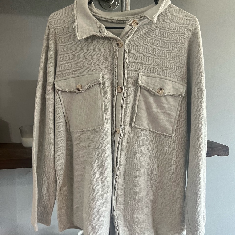 Unbranded Beige Sweater with Button Front